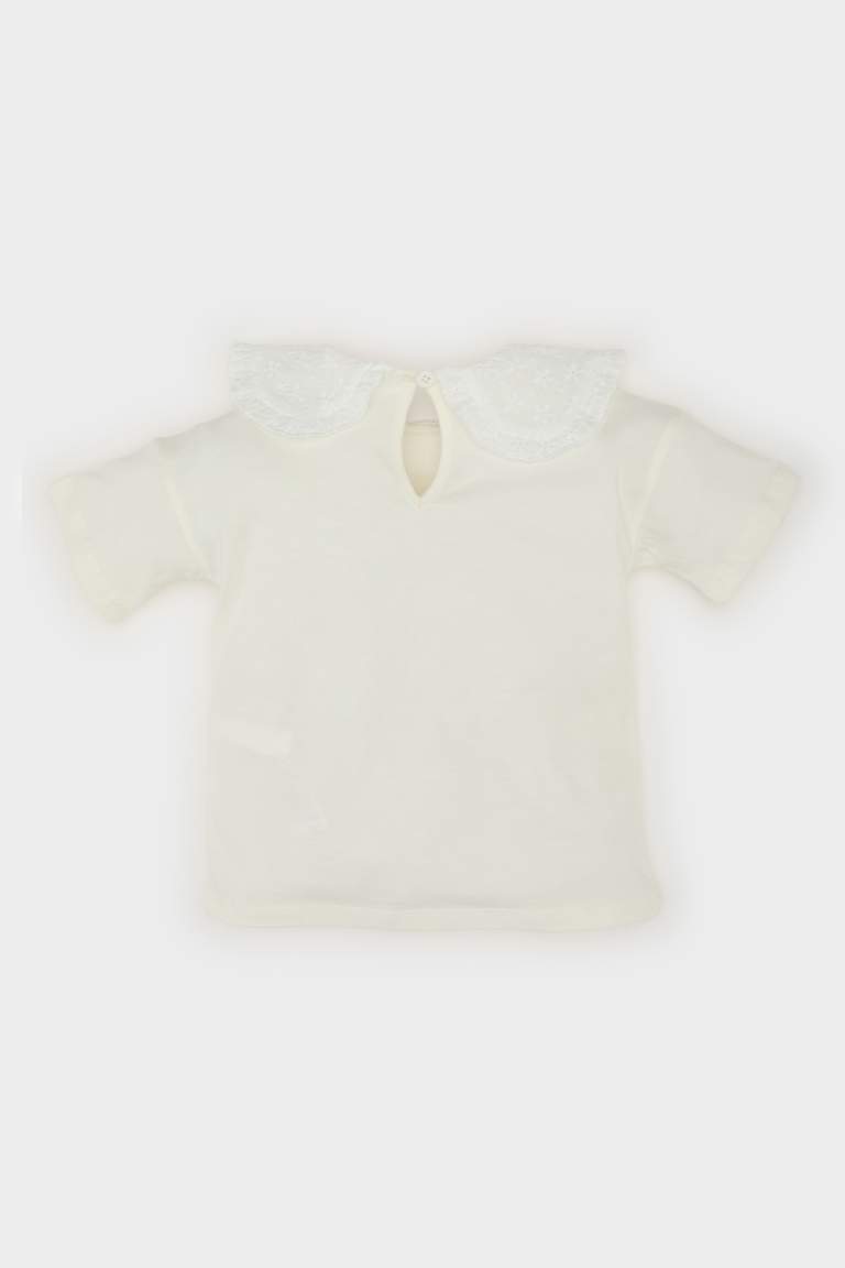 Baby Girl Lace Collar Short Sleeve T-Shirt