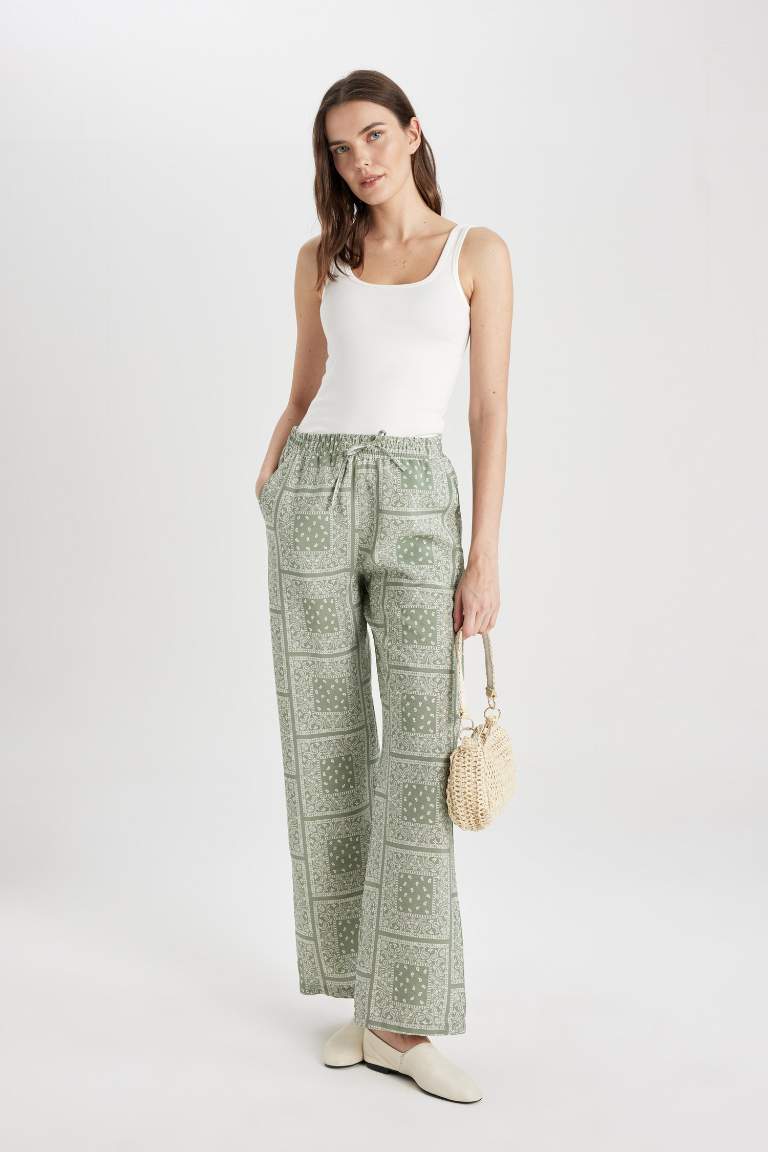 Wide Leg Patterned Comfortable Trousers