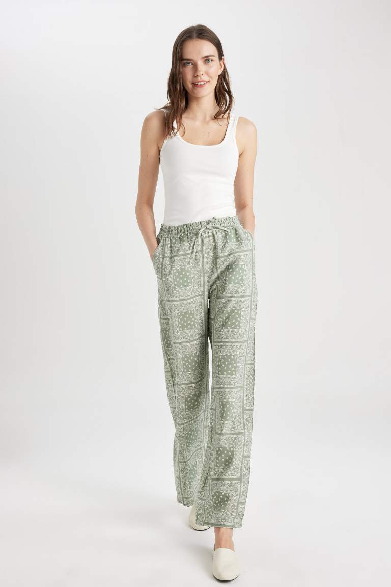 Wide Leg Patterned Comfortable Trousers