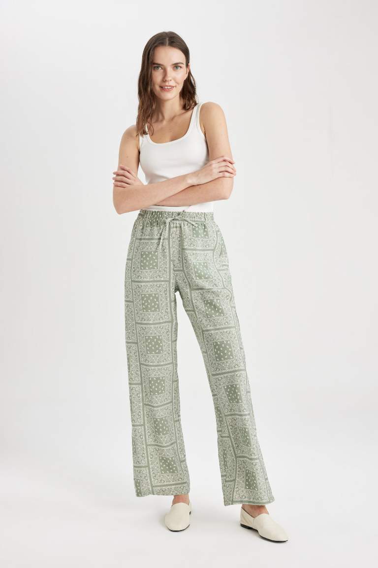 Wide Leg Patterned Comfortable Trousers