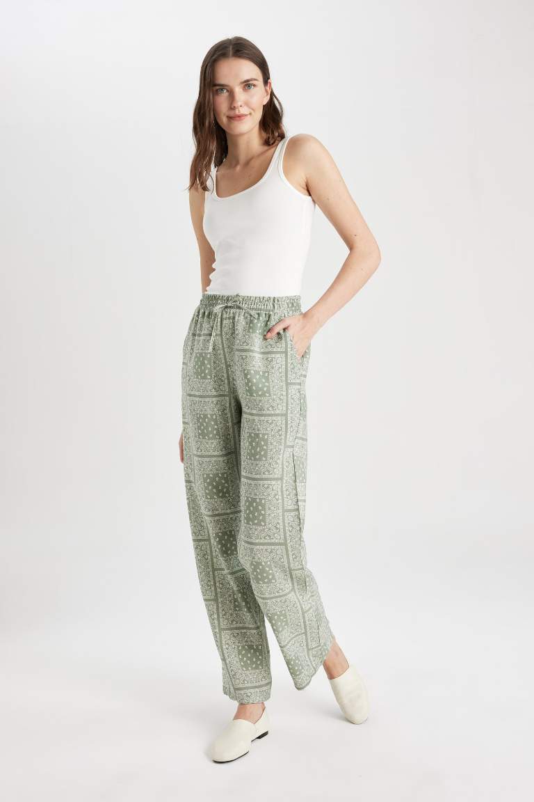 Wide Leg Patterned Comfortable Trousers