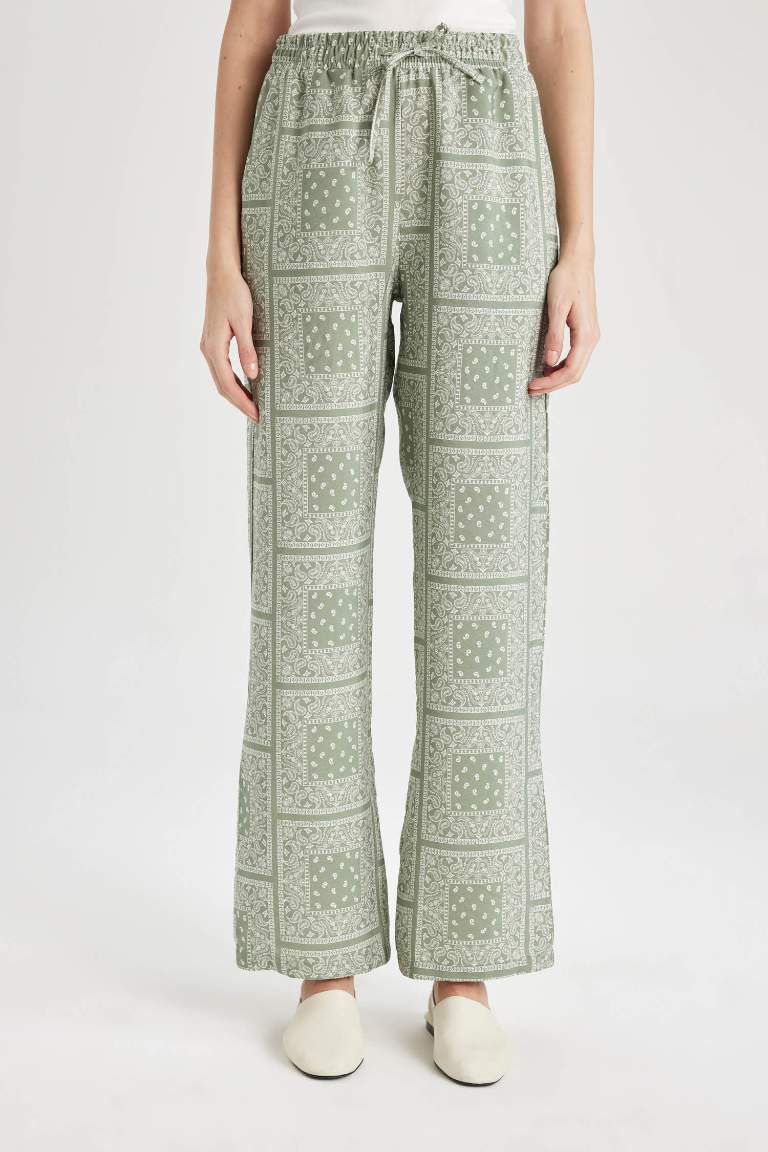 Wide Leg Patterned Comfortable Trousers