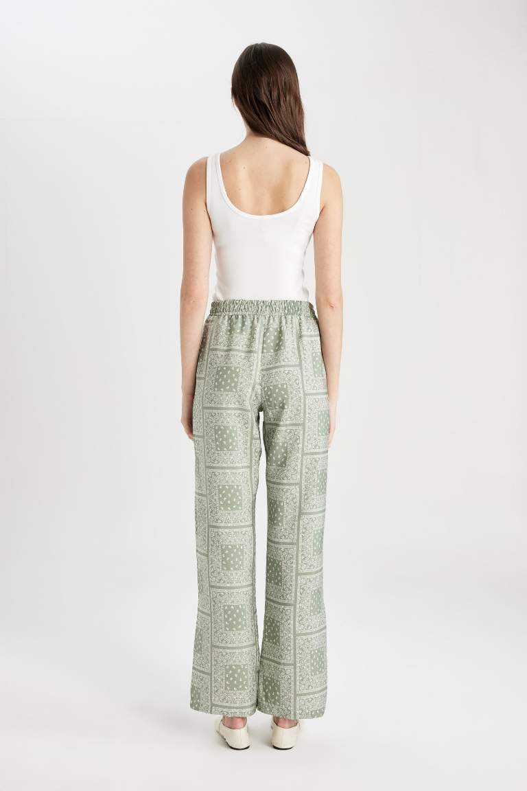 Wide Leg Patterned Comfortable Trousers