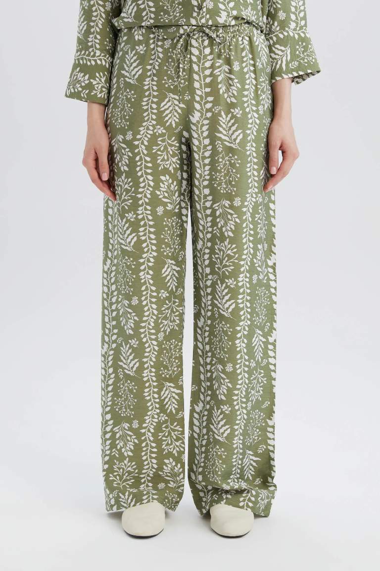 Comfortable Patterned High Waist Wide Leg Trousers