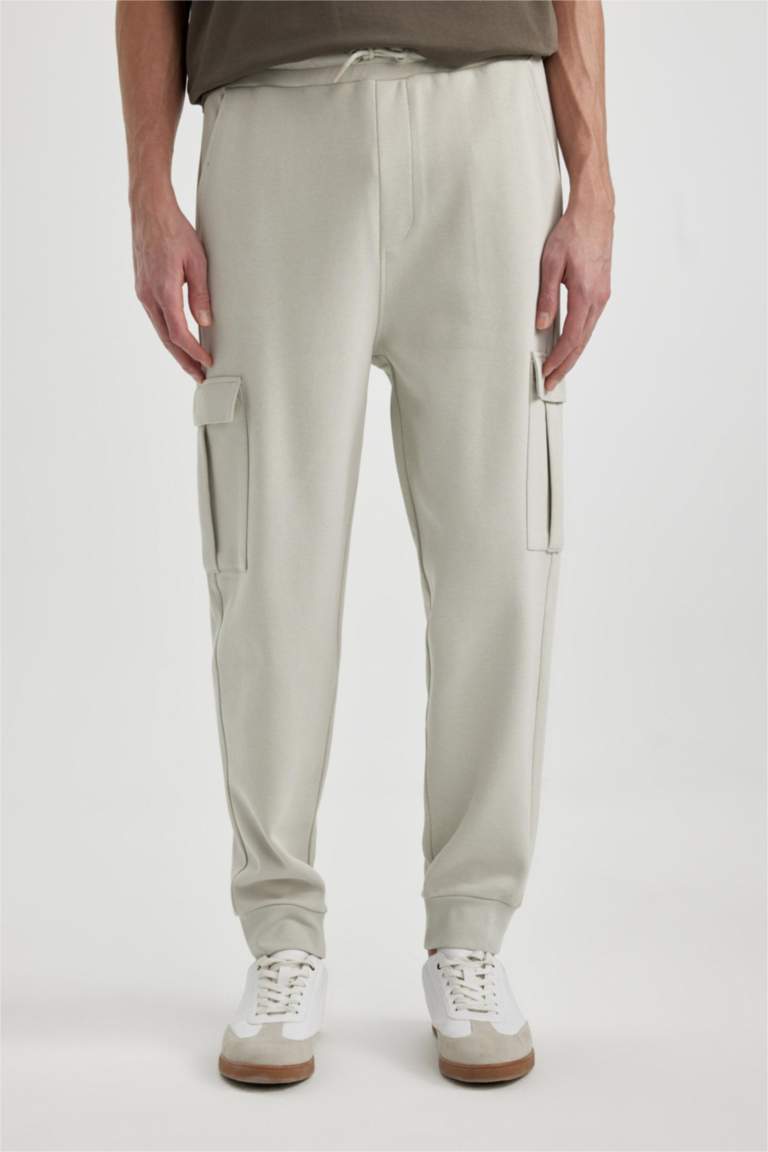 Oversize Fit Rib Hem With Cargo Pocket Pique Trousers