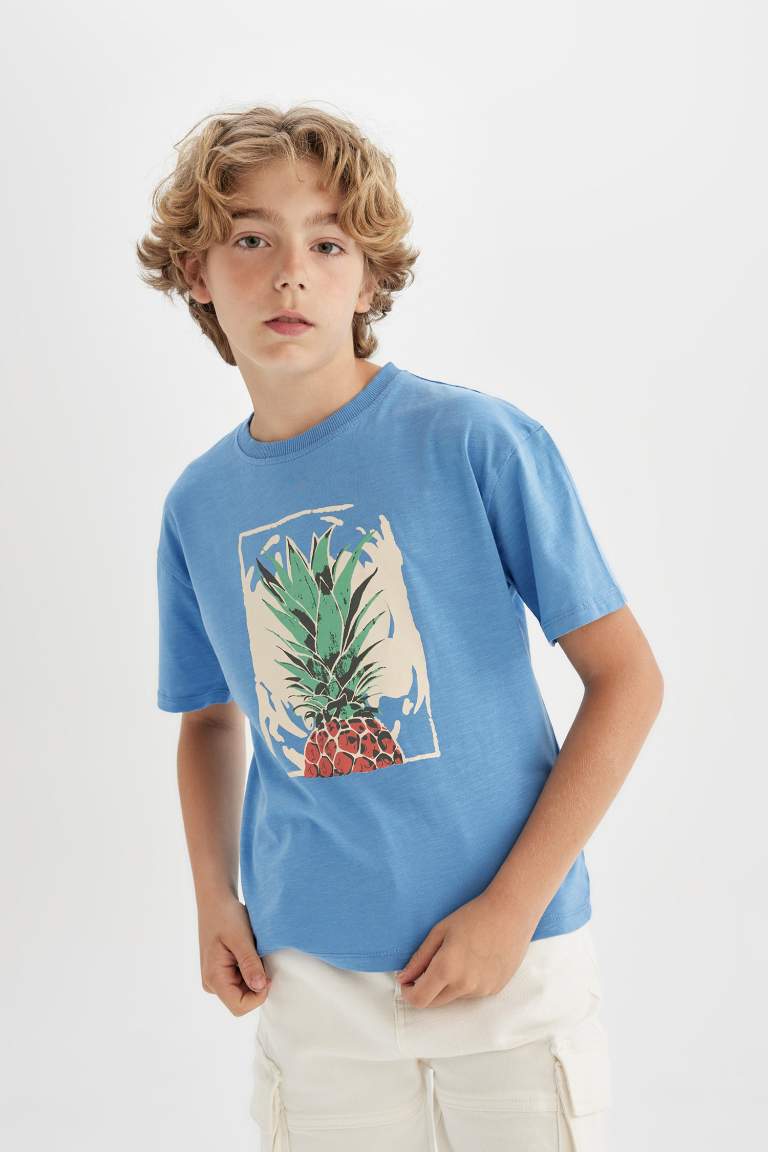 Boy Oversize Fit Crew Neck Printed Short Sleeve T-Shirt