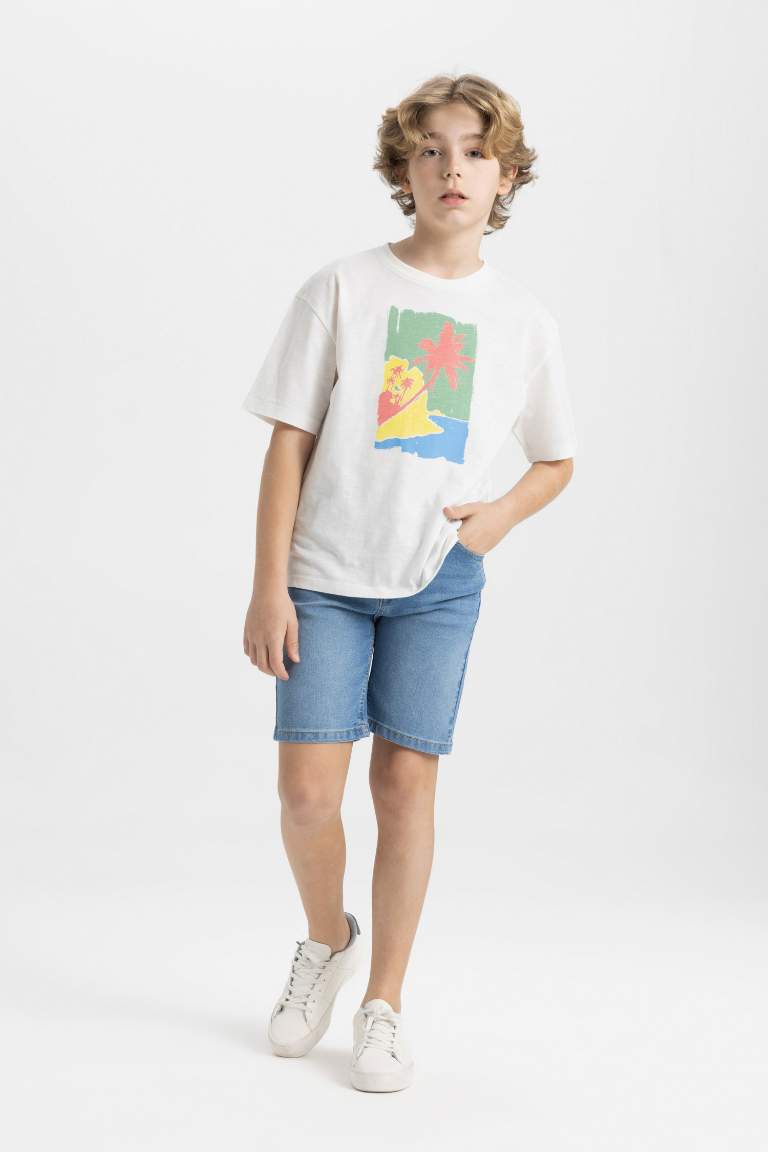 Boy Oversize Fit Crew Neck Printed T-Shirt