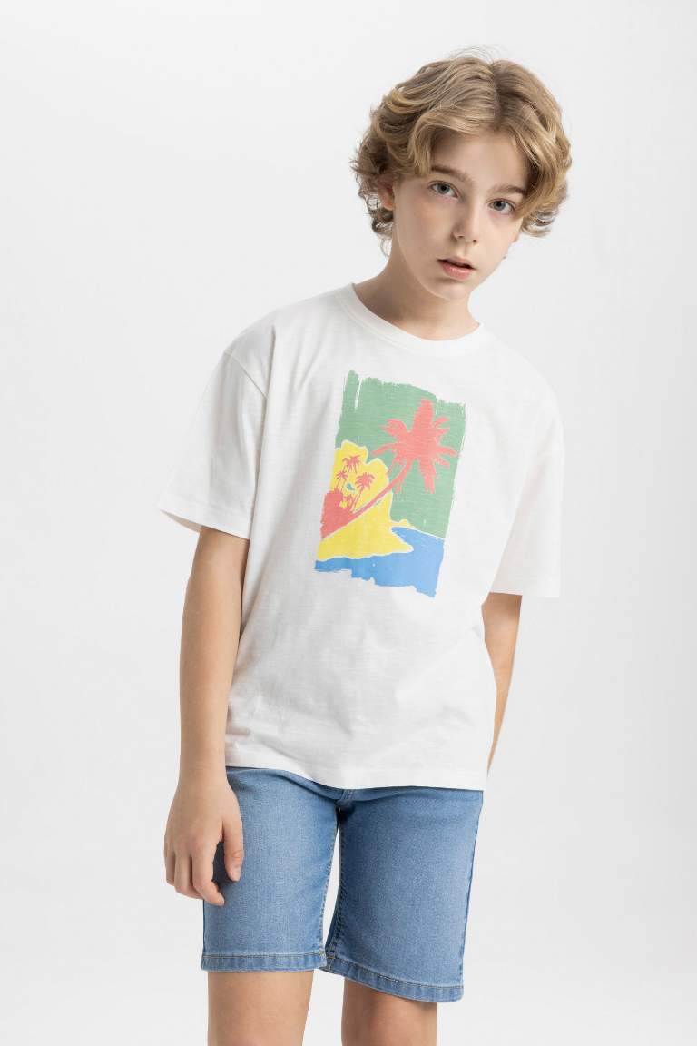 Boy Oversize Fit Crew Neck Printed T-Shirt