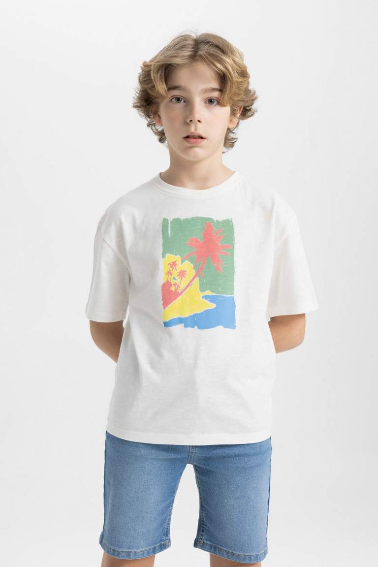 Boy Oversize Fit Crew Neck Printed T-Shirt