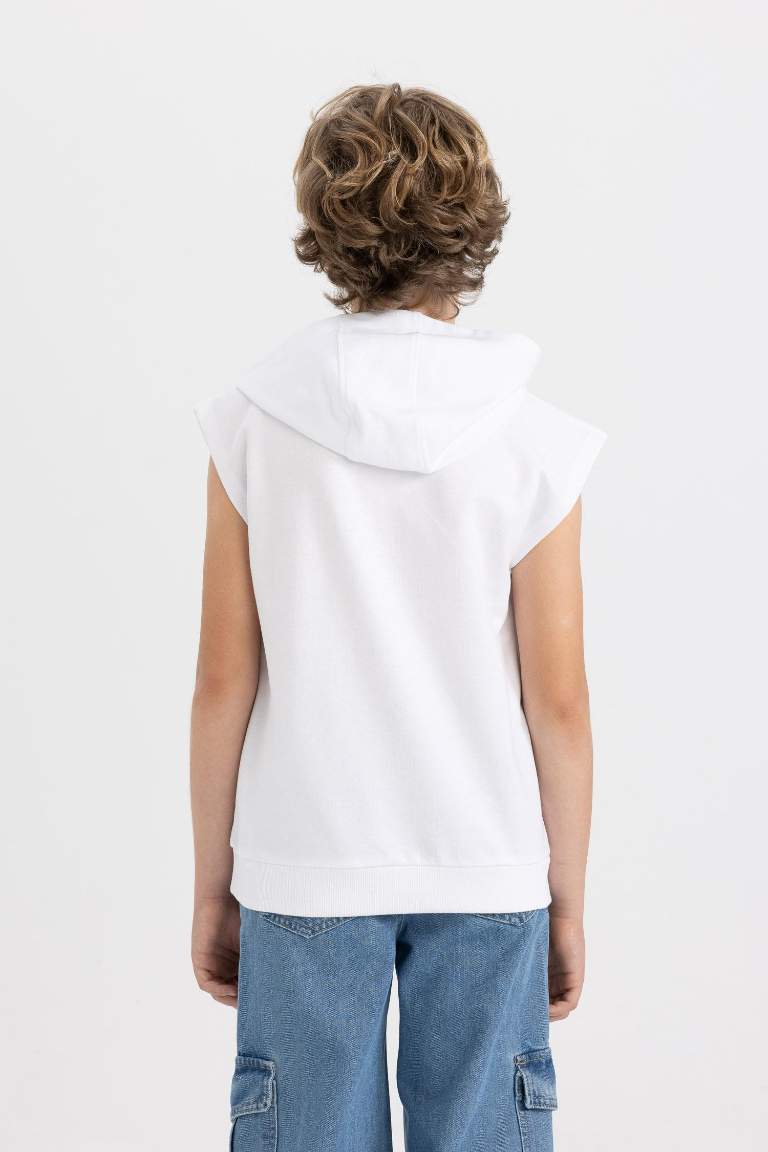 Boy Printed Hooded Sleeveless T-Shirt