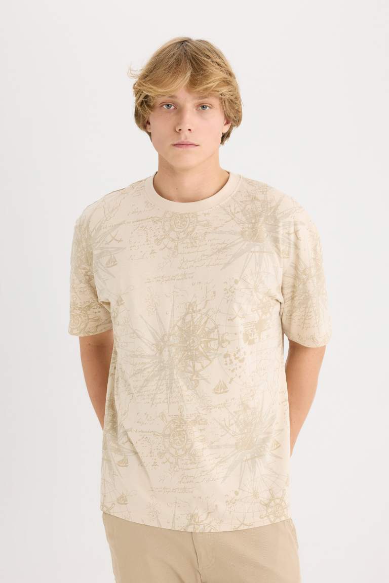 Boxy Fit Crew Neck Printed T-Shirt