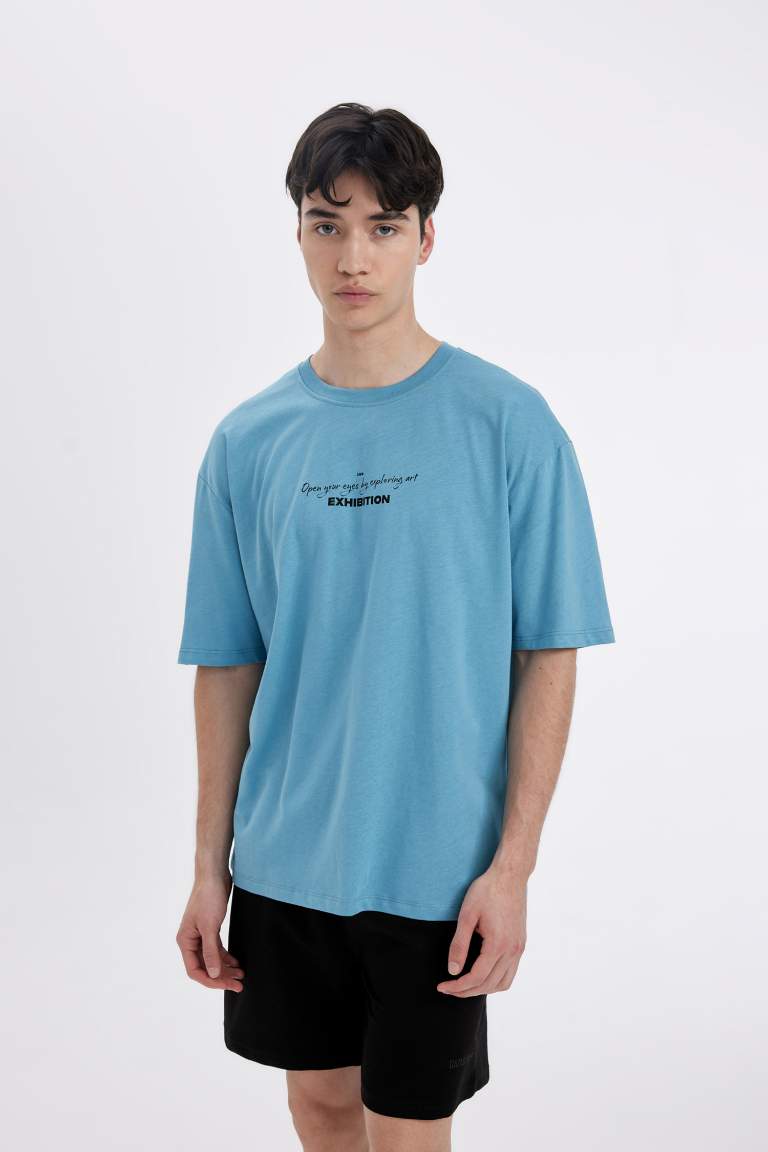 T-Shirt Oversize Manches Courtes Col Rond Imprimé Dos