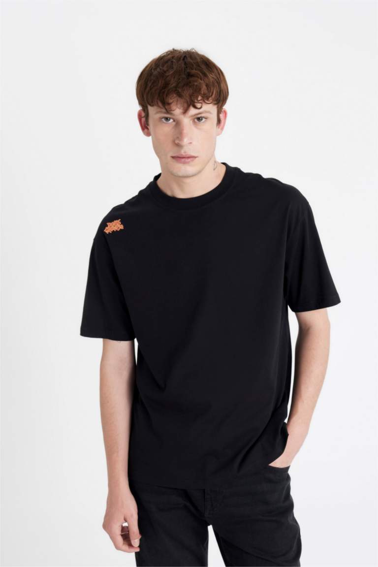 Oversize Fit Crew Neck Back Printed T-Shirt