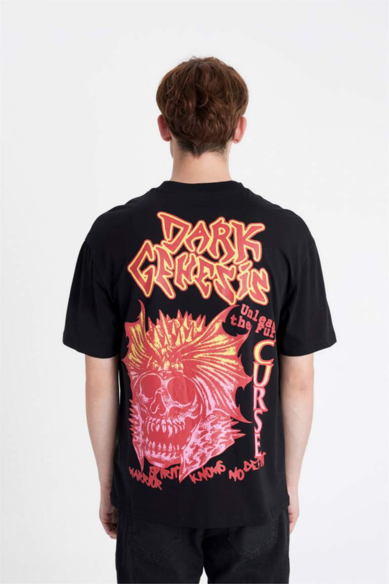 Oversize Fit Crew Neck Back Printed T-Shirt