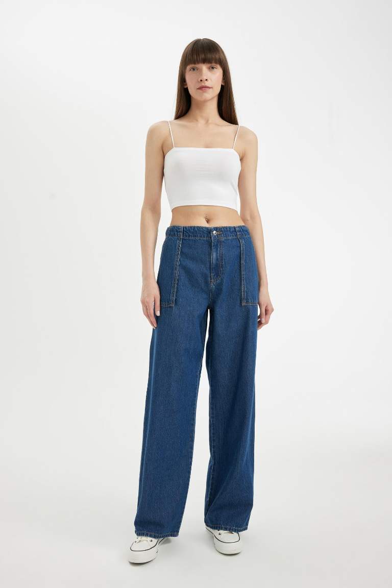 Джинсы Wide Leg широкого кроя со средней талией