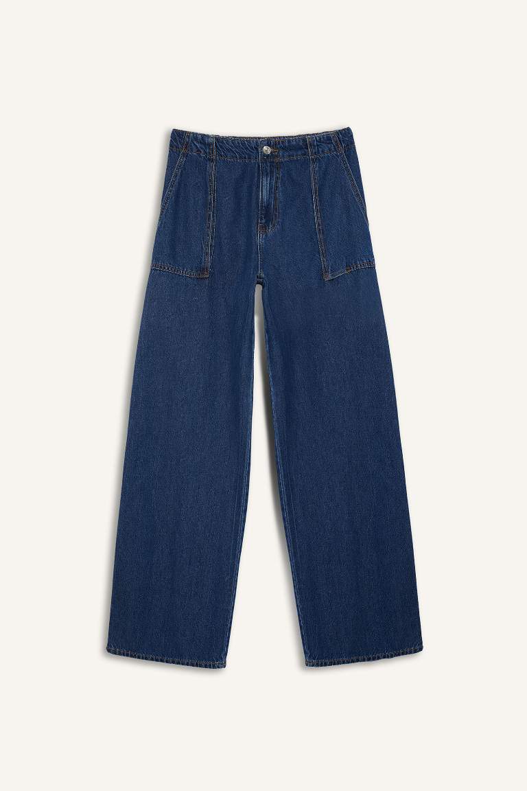 Джинсы Wide Leg широкого кроя со средней талией