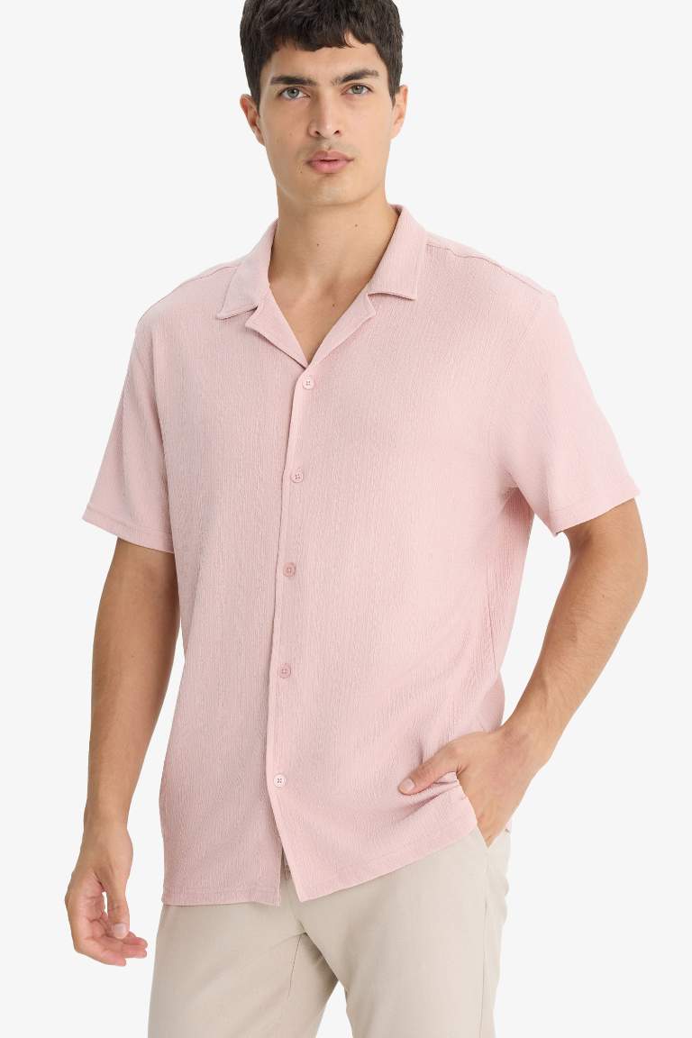 Modern Fit Polo Yaka Penye Kısa Kollu Gömlek