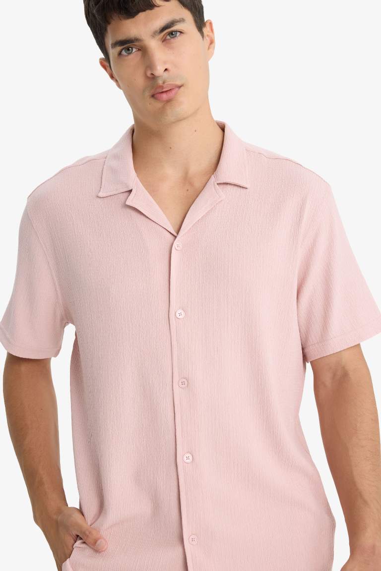 Modern Fit Polo Yaka Penye Kısa Kollu Gömlek