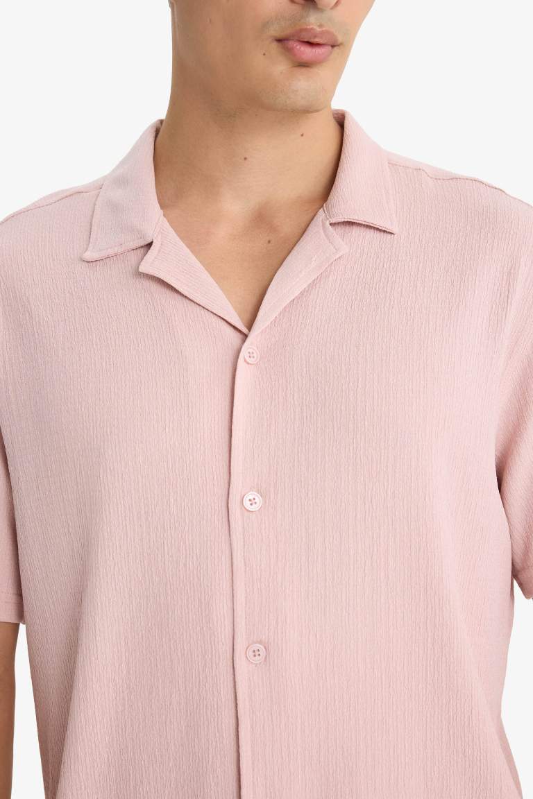 Modern Fit Polo Yaka Penye Kısa Kollu Gömlek