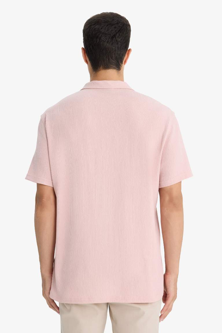 Modern Fit Polo Yaka Penye Kısa Kollu Gömlek