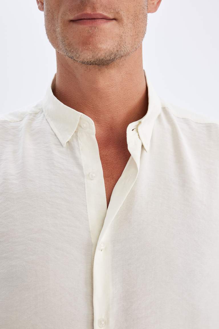 Relax Fit Polo Collar Poplin Long Sleeve Shirt