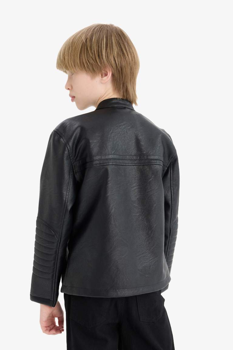 Boy Waterproof Faux Leather Jacket