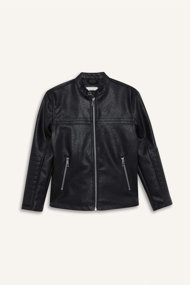 Boy Waterproof Faux Leather Jacket