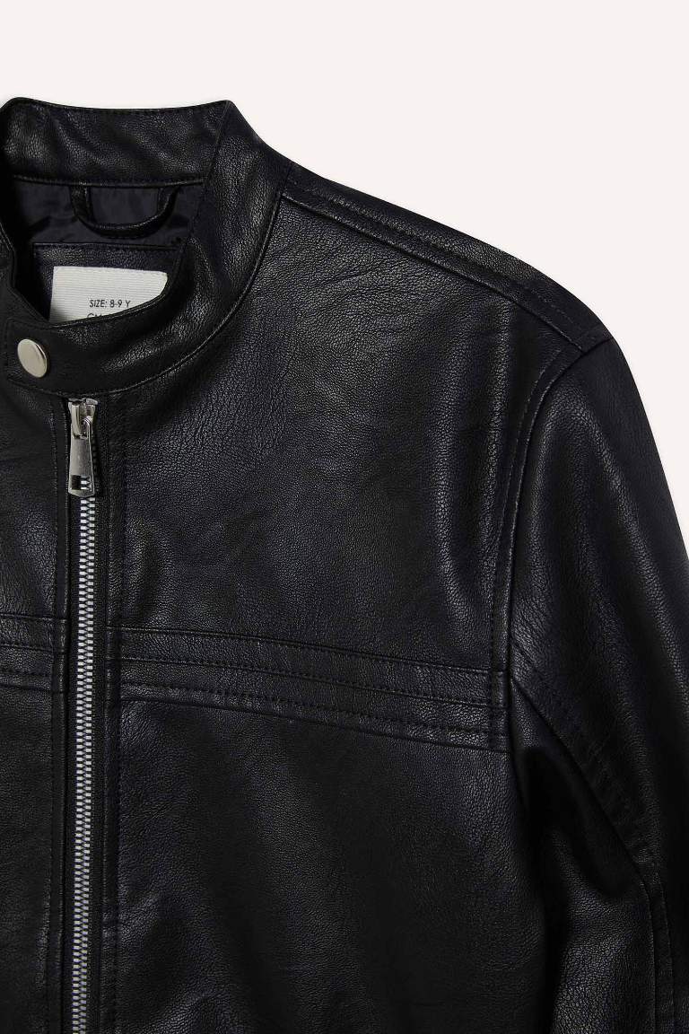 Boy Waterproof Faux Leather Jacket