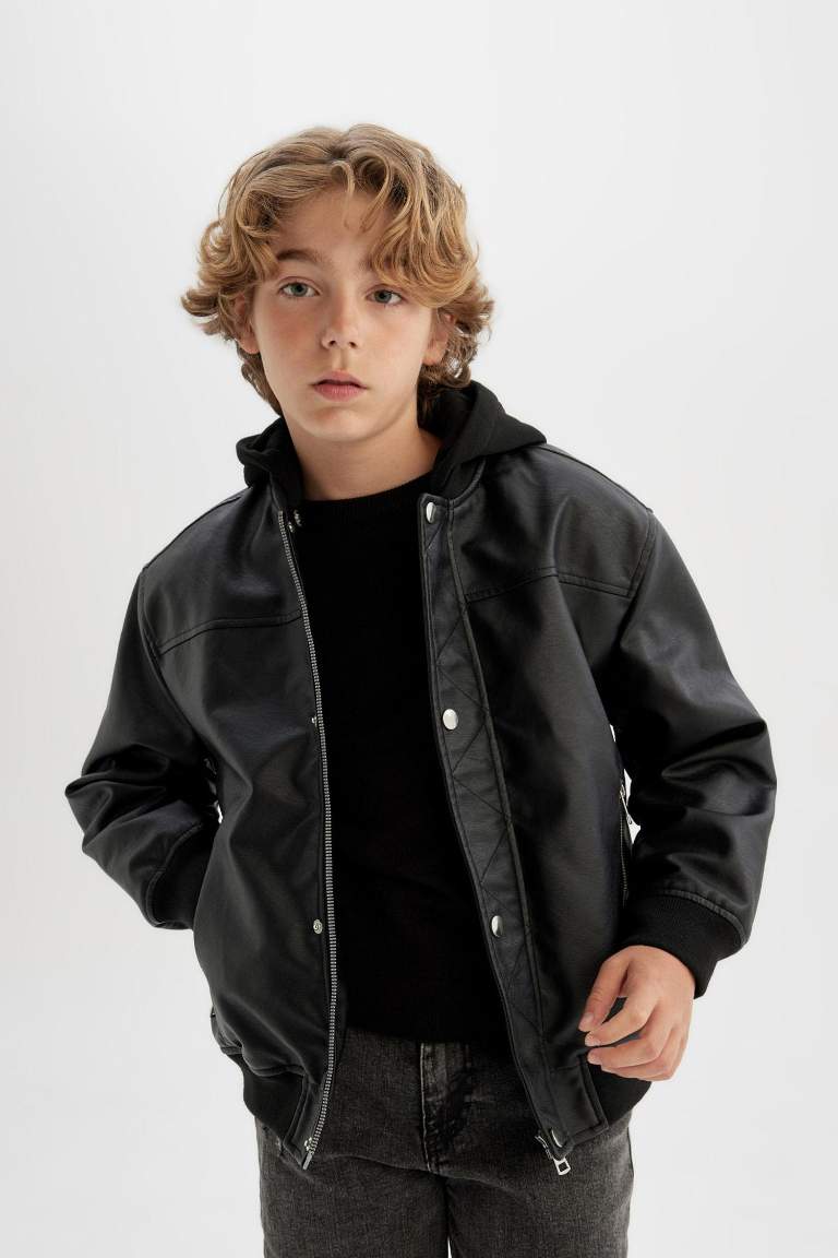 Boy Waterproof Plush Lining Bomber Jacket