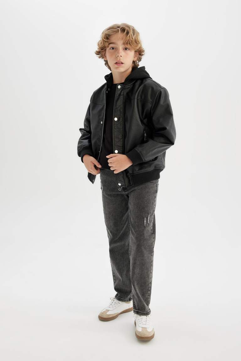 Boy Waterproof Plush Lining Bomber Jacket