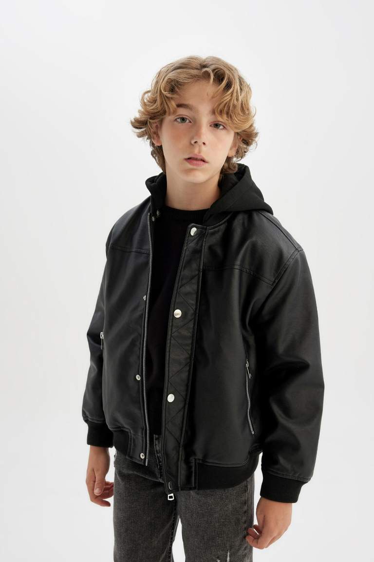 Boy Waterproof Plush Lining Bomber Jacket