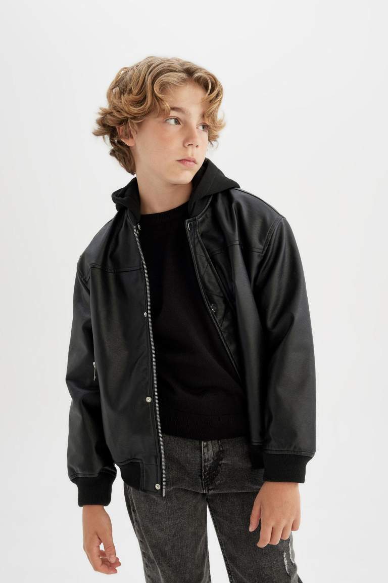 Boy Waterproof Plush Lining Bomber Jacket