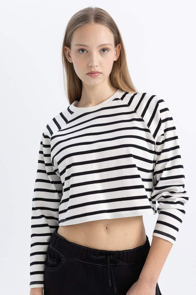 Loose Fit Striped Long Sleeve T-Shirt