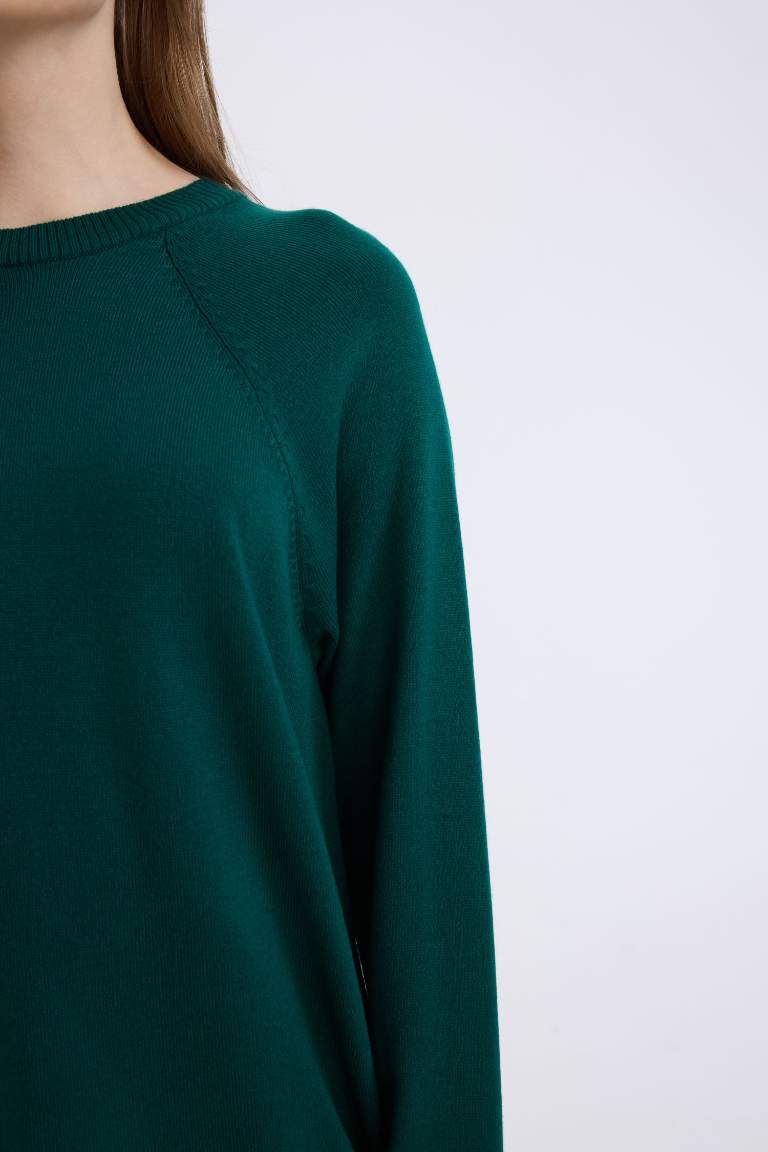 Regular Fit Bisiklet Yaka Basic Düz Triko Kazak Tunik