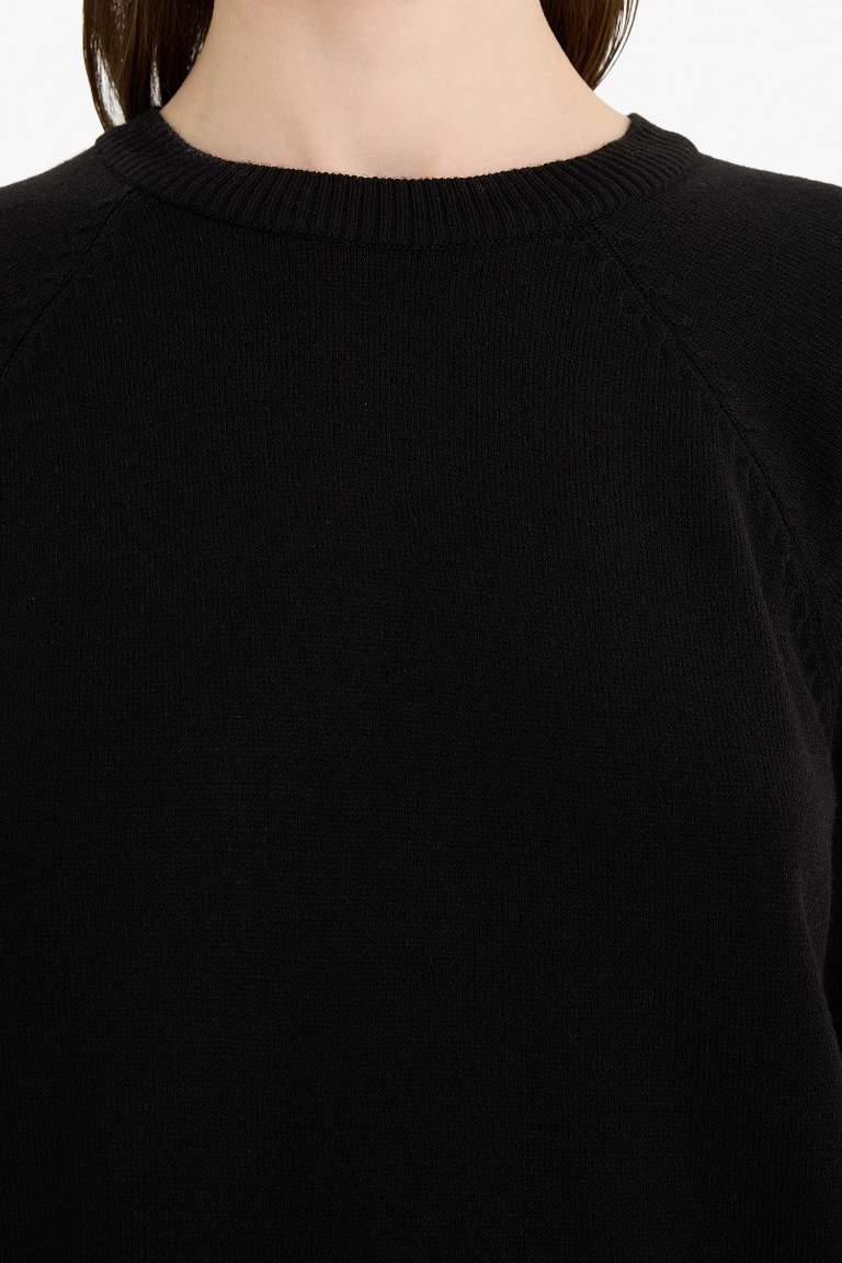 Regular Fit Bisiklet Yaka Basic Düz Uzun Kollu Tunik