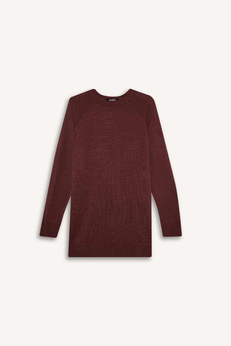 Regular Fit Bisiklet Yaka Basic Düz Uzun Kollu Tunik