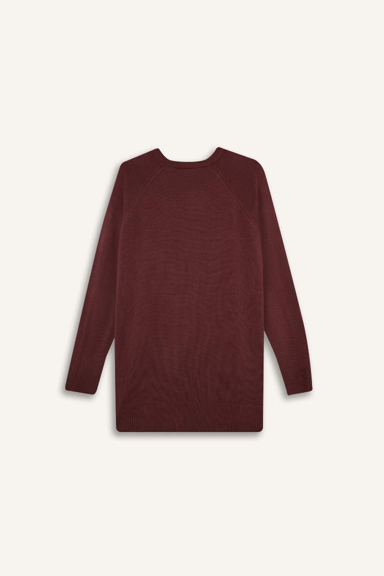 Regular Fit Bisiklet Yaka Basic Düz Uzun Kollu Tunik