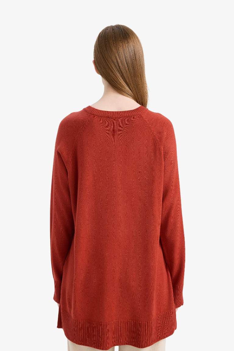 Regular Fit Bisiklet Yaka Basic Düz Uzun Kollu Tunik