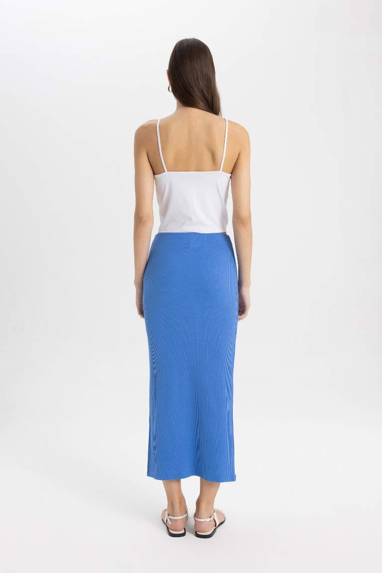 Pencil Camisole Combed Lining High waist Maxi Knitted Skirt