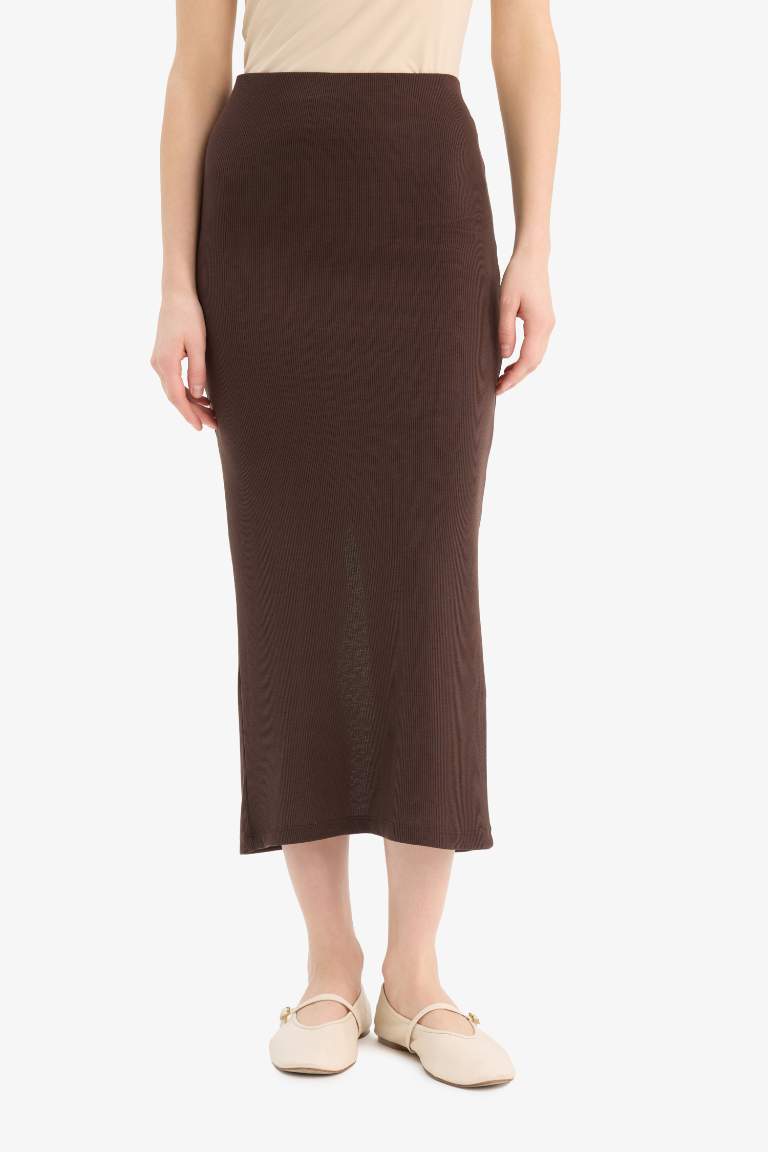 High Waist Ribbed Camisole Basic Maxi Skirt