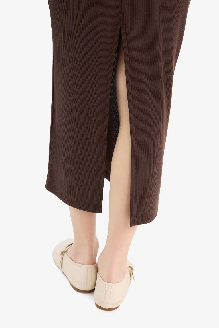 High Waist Ribbed Camisole Basic Maxi Skirt