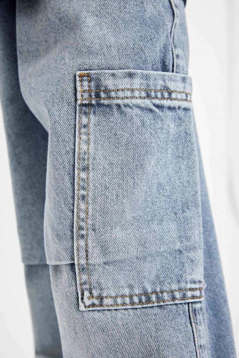 Pantalon en Jean parachute avec poches cargo pour Garçon