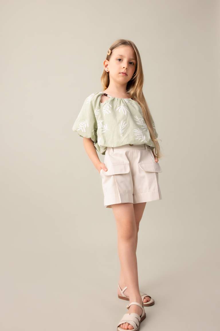 Short en Gabardine pour Fille