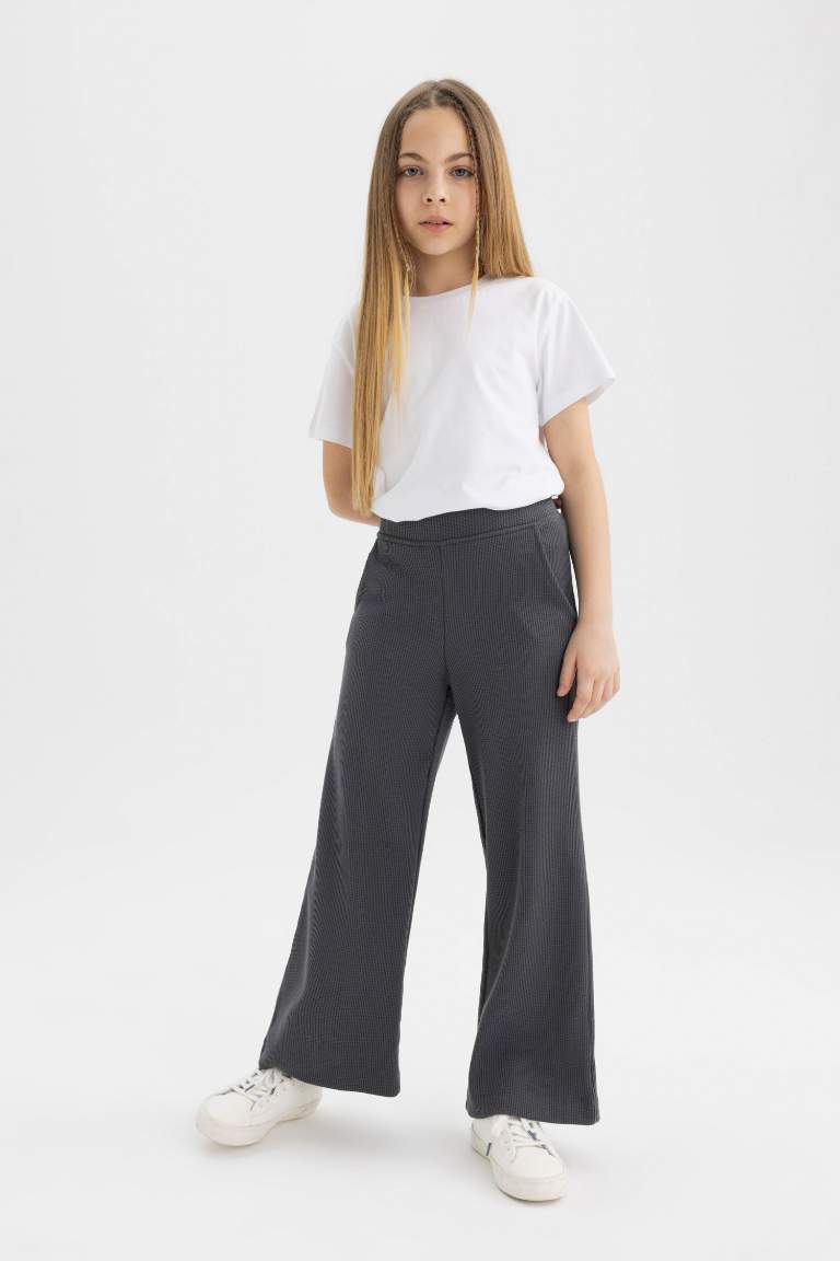 Girl Straight Fit Waffle Trousers