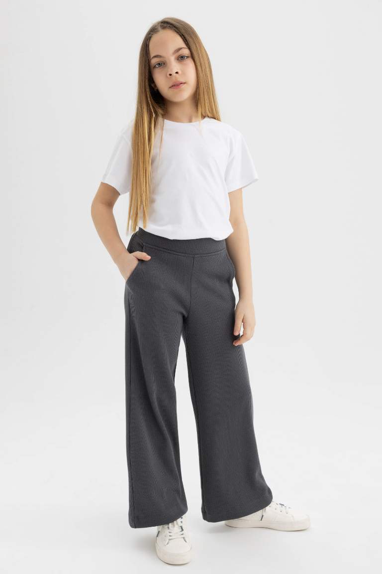 Girl Straight Fit Waffle Trousers