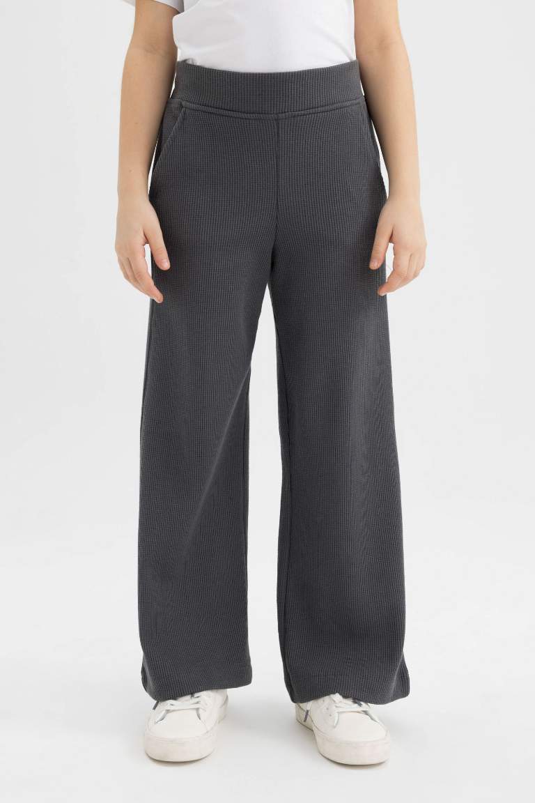 Girl Straight Fit Waffle Trousers