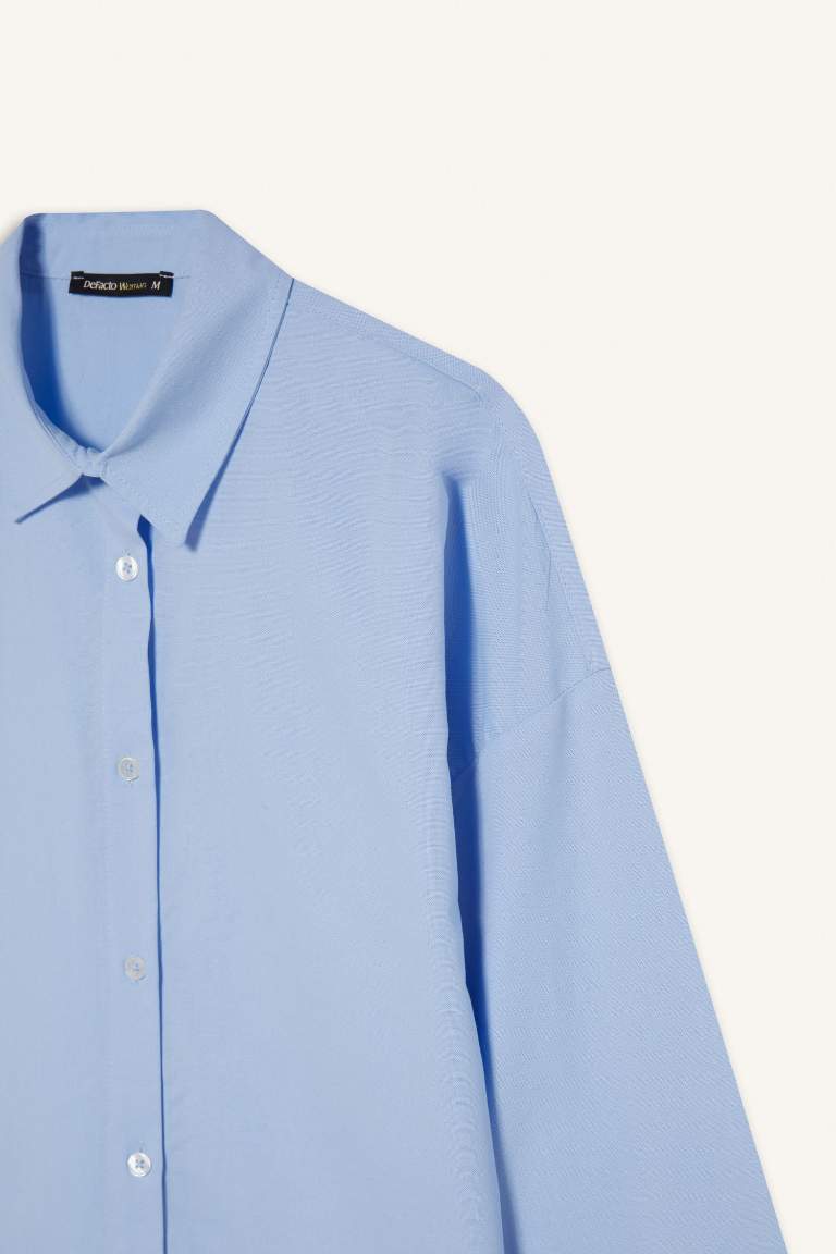 Oversize Fit Shirt Collar Oxford Long Sleeve Shirt