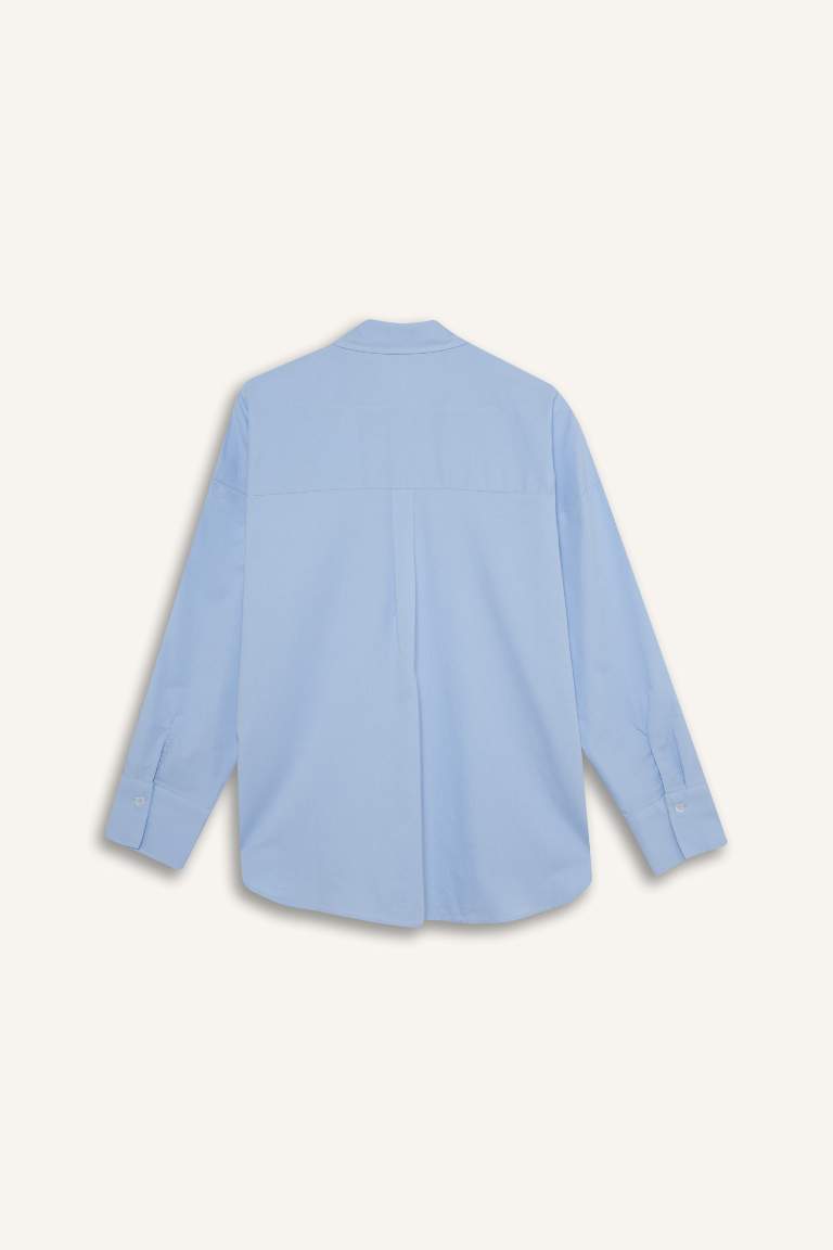 Oversize Fit Shirt Collar Oxford Long Sleeve Shirt