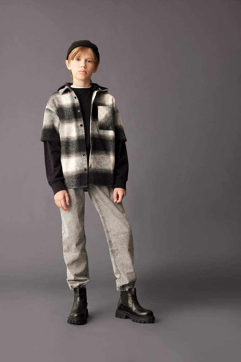 Erkek Çocuk Beli Bağcıklı Cepli Lastikli Paça Jogger Jean Pantolon