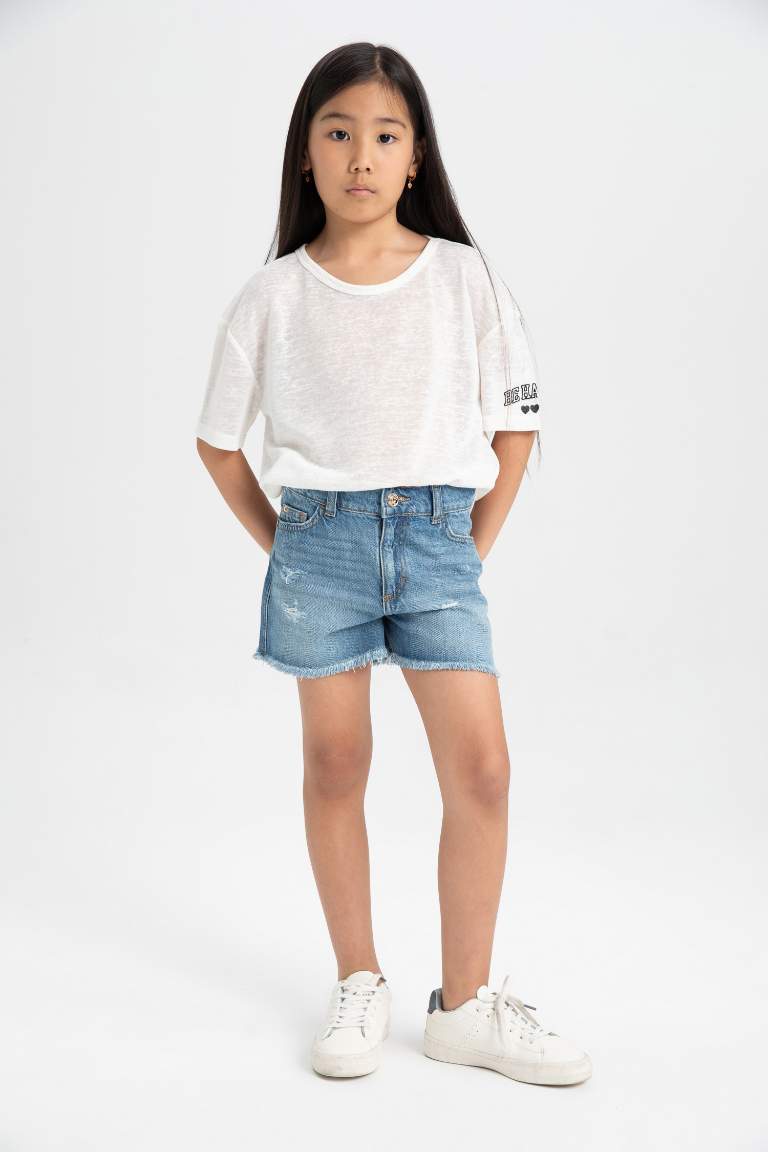 Girl Oversize Fit Printed Short Sleeve T-Shirt